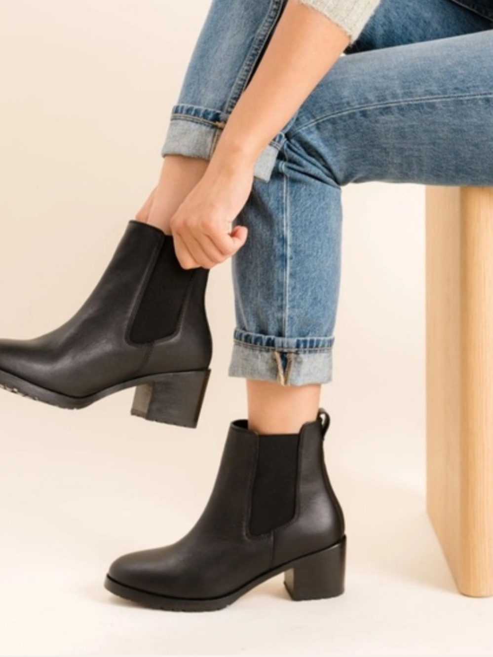Nisolo Ana Go To Heeled Classic Black Chelsea Ankle Boots Sz 6 New Ret $250